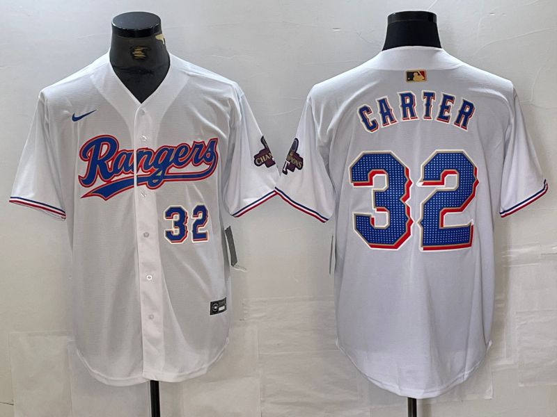 Men Texas Rangers 32 Carter White Champion Game Nike 2024 MLB Jersey style 3